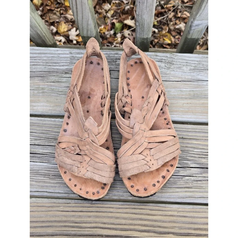 HUARACHE CRUZADO ARANITA Natural Beige Acme Thick Soles Men's Size 7 Womens 8.5